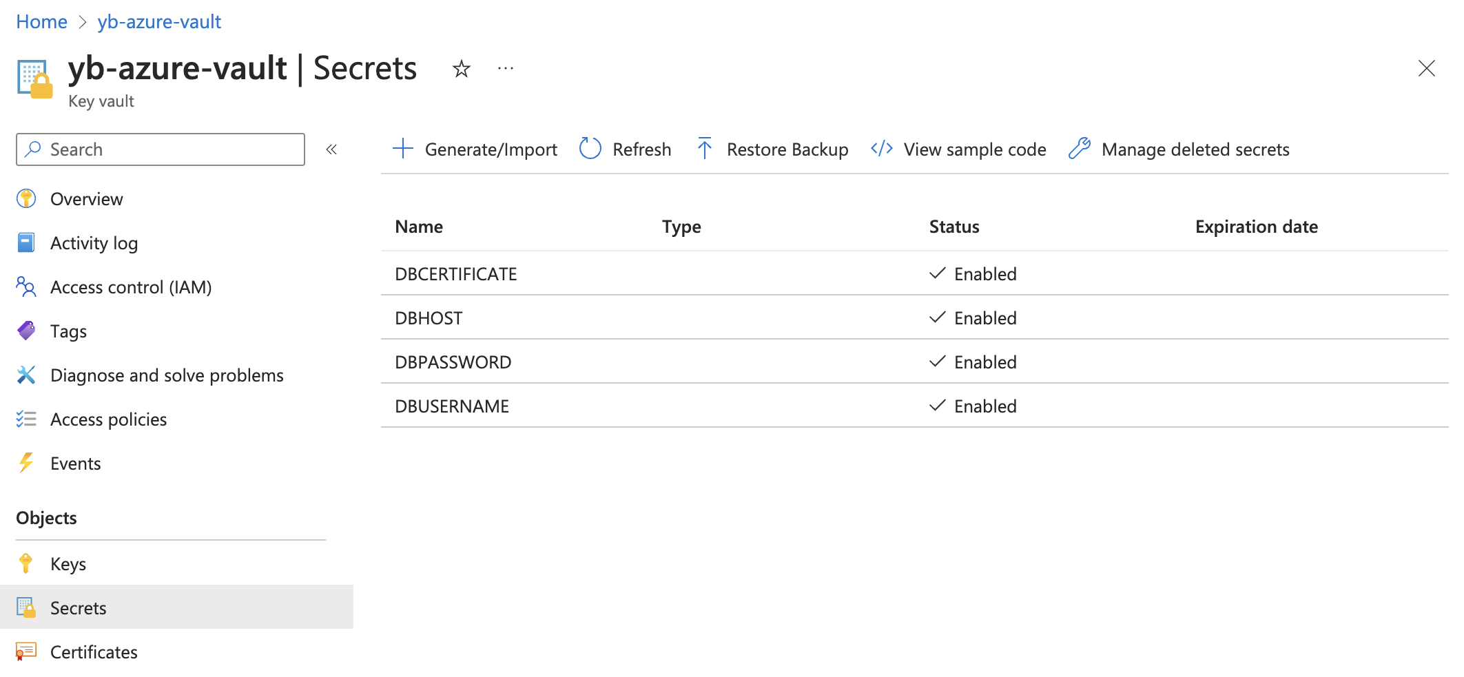 Editing secrets in Azure Key Vault